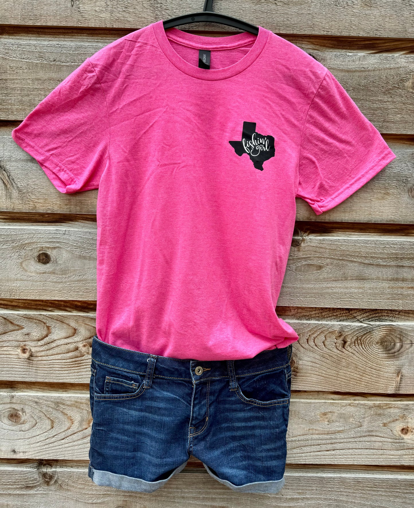 Pink Fishin' Girl T-Shirt (Black Logo)