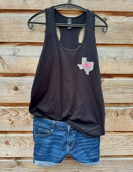 Black Fishin' Girl Tank Top (Gray Logo)