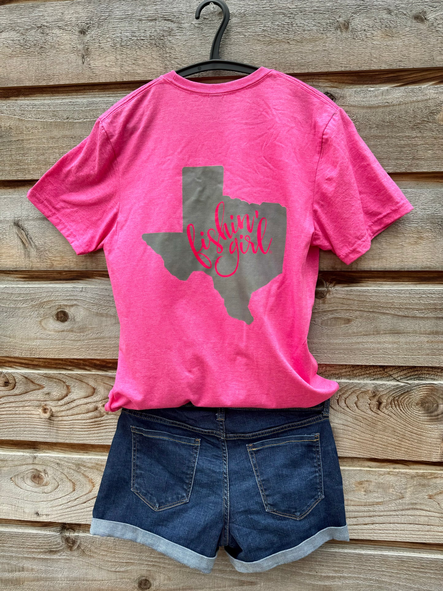 Pink Fishin' Girl T-Shirt (Gray Logo)