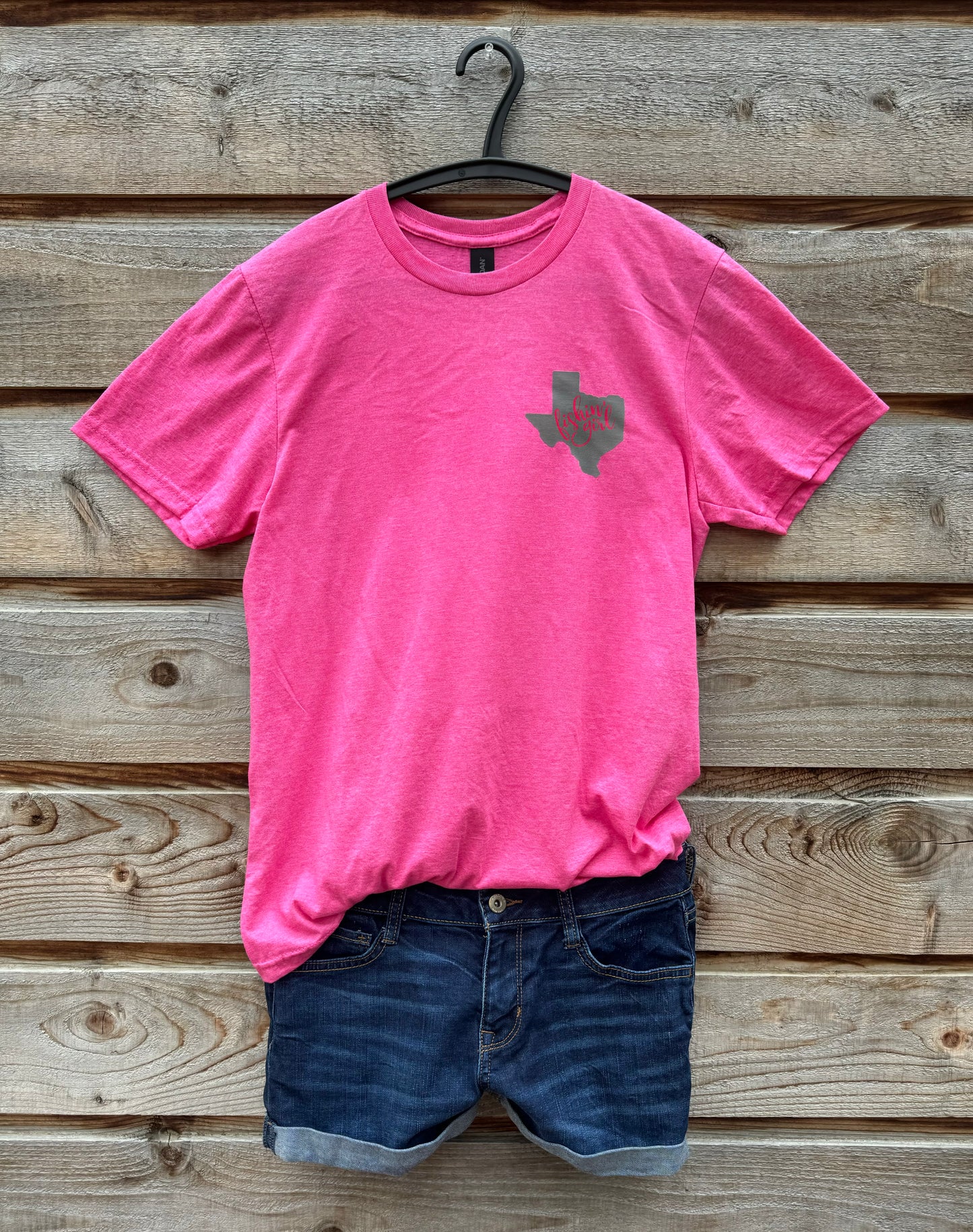 Pink Fishin' Girl T-Shirt (Gray Logo)
